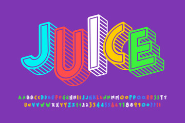 Trendy comical original alphabet design, colorful, typeface. Vector illustration