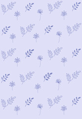 seamless pattern with violet flowers leaves leaf,  logo, business card, vector