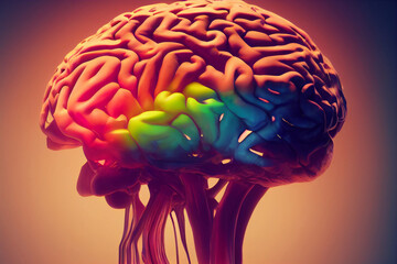 Human brain with multi colored - obrazy, fototapety, plakaty