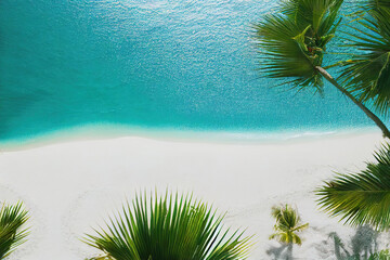 Perfect beach, directly above view. AI generated, is not based on any real image