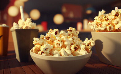 Salty popcorn in a bowl