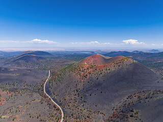 The sunset crater cinder cone volcano in Sunset Crater National Monument near Flagstaff Arizona © Reelistic