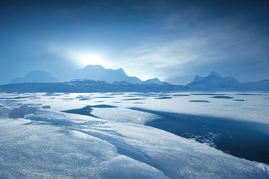 Stunning photorealistic winter landscape. Ai generated. Image is not based on any real image.