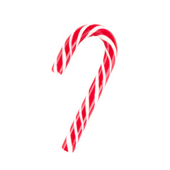 Christmas striped candy cane isolated on transparent background. stock photo