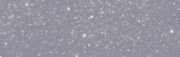 Falling snow.Christmas background.Snow blizzard.Transparent background.Light effect.