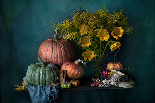Fall pumpkins & Sunflowers 