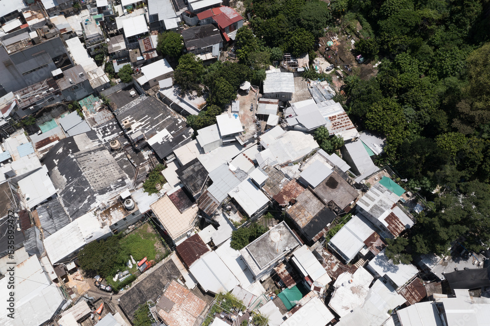 Poster Top down view of fishing village