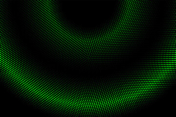 Halftone texture with green dots on a black background. Minimalism, vector. Background for posters, sites, business cards, postcards, interior design