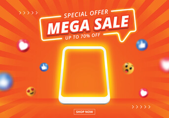 sale banner with blank space podium for product sale template design.