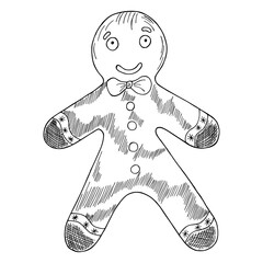 Holiday cookies gingerbread man.Happy New Year decoration. Happy Christmas holidays. Celebrating New Year and Christmas. Vector illustration in a flat style drawn by hand