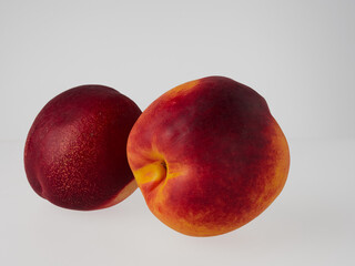 Group of whole nectarine fruits isolated on white background with clipping path