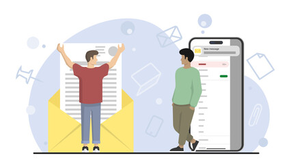 A big letter and a big smartphone with guys