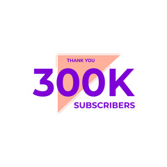THANK YOU 300K FOLLOWERS CELEBRATION ICON TEMPLATE DESIGN  VECTOR GOOD FOR SOCIAL MEDIA, CARD , POSTER