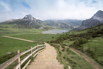 Covadonga lakes in Asturias Spain