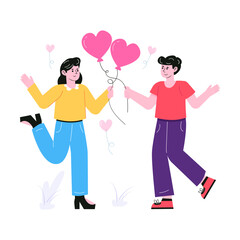 Pack of Couple Romance Flat Illustrations 

