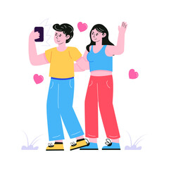 Pack of Couple Romance Flat Illustrations 

