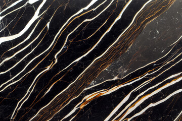 Obraz na płótnie Canvas d rendering of marble stone texture pattern, black and golden flowy pattern