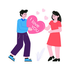 Pack of Couple Romance Flat Illustrations 

