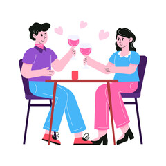Pack of Couple Romance Flat Illustrations 

