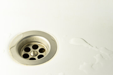 Drain metal round hole in the sink