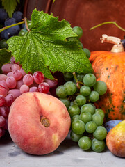 Beautiful still life with different varieties of fruit