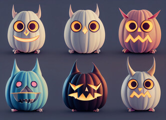 Fototapeta premium Cute halloween monsters set