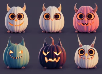 Fotobehang Cute halloween monsters set © Umka art
