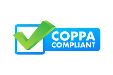 COPPA compliant - Childrens Online Privacy Protection Act line art vector badge label icon