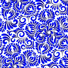 Seamless floral abstract elegant blue pattern