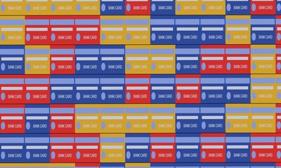 Obraz premium Background image of bank plastic cards in cartoon style.