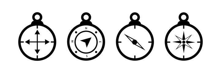 Compass icon set. Compass symbol. Vector illustration.