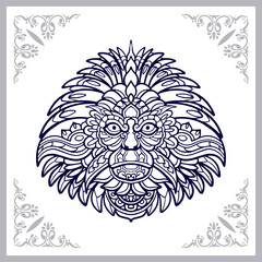Monkey head mandala arts isolated on white background