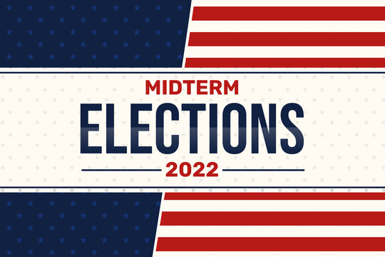 Midterm Elections background with American flag colors and stars. United States November elections wallpaper