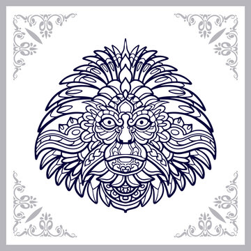 recommend clip art: Monkey head mandala arts isolated on white background
