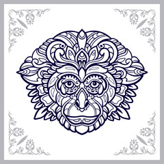 Monkey head mandala arts isolated on white background