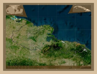 Holguin, Cuba. Low-res satellite. Major cities