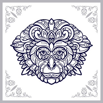 recommend clip art: Monkey head mandala arts isolated on white background