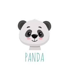 Cute cartoon panda bear face.Panda icon.
