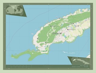 Pinar del Rio, Cuba. OSM. Labelled points of cities