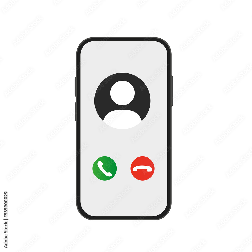 Poster phone call screen interface. incoming call template on smartphone. mobile phone display. vector illu