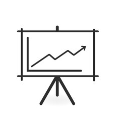 Chalkboard showing a graph growing upwards on a white background. Vector illustration