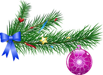 Christmas tree branch with Christmas balls
