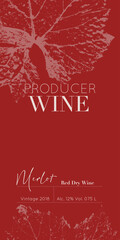 Wine Label Design with grape leaf for red dry, white, semi-sweet merlot, cabernet. Universal package template - 535901012