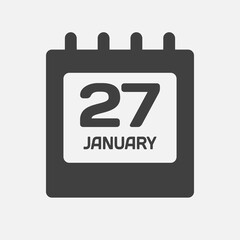 Icon day date 27 January, template calendar page