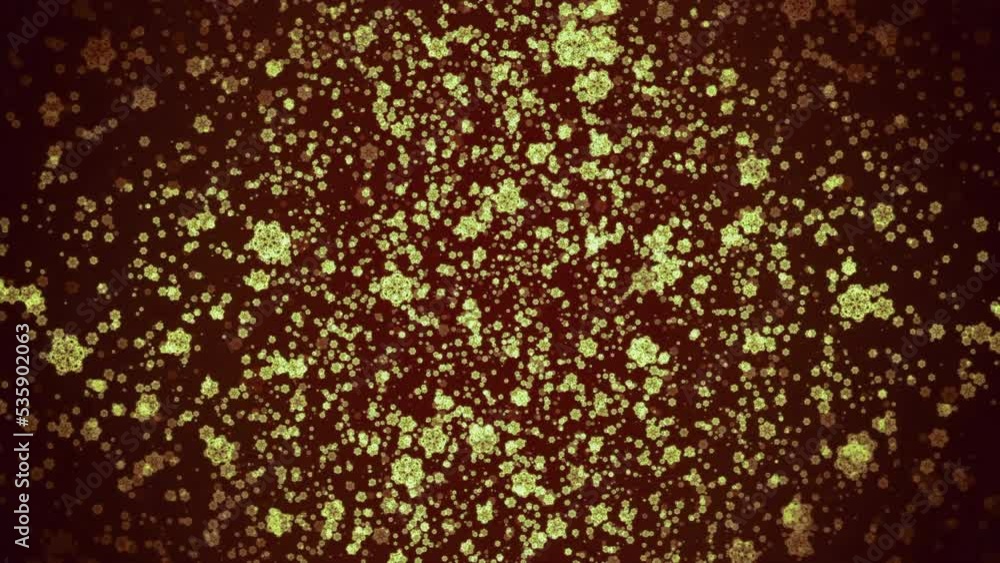 Poster animation of moving bacteria in space. motion. space filled with flying charged particles. painful p