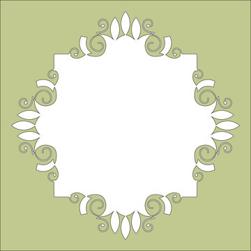 Elegant Floral Ornamental Blank Vintage Frame In Brown And Beige Isolated Over Pastel Green. Victorian Baroque Border Vector Background Illustration.
