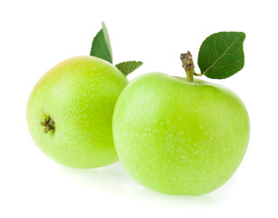 Green apples isolated on white background.