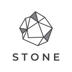Natural stone silhouette abstract logo creative template design with outline. Logo for business, company, symbol.
