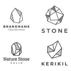 Natural stone silhouette abstract logo creative template design with outline. Logo for business, company, symbol.