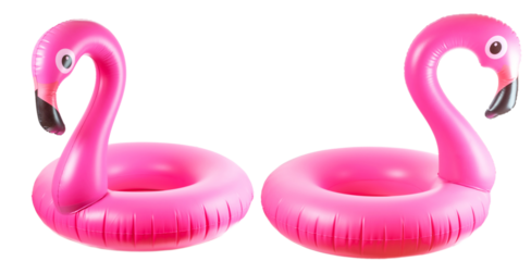 Beach flamingo. Pink pool inflatable flamingo for summer beach i